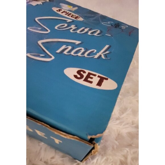 Vintage 8 Piece Anchor Hocking Serwa-Snack Set With Serving Trays & Cups - Picture 6 of 10